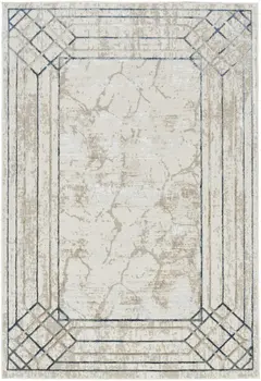 4' X 6' Ivory Black and Taupe Geometric Non Skid Area Rug