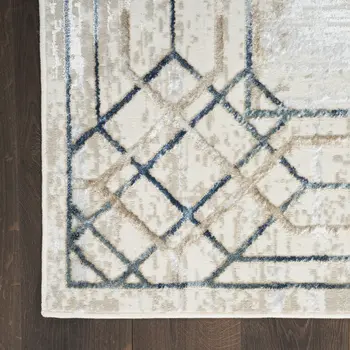 4' X 6' Ivory Black and Taupe Geometric Non Skid Area Rug