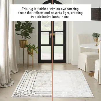 4' X 6' Ivory Black and Taupe Geometric Non Skid Area Rug