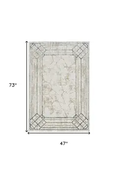 4' X 6' Ivory Black and Taupe Geometric Non Skid Area Rug