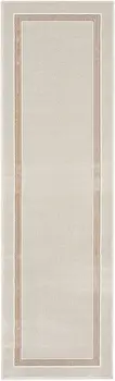 8' Gray Ivory and Cream Geometric Non Skid Runner Rug