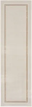 8' Gray Ivory and Cream Geometric Non Skid Runner Rug