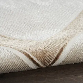 4' X 6' Gray Ivory and Cream Geometric Non Skid Area Rug