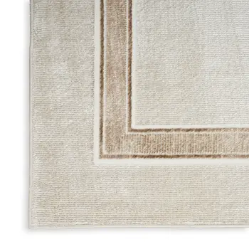 4' X 6' Gray Ivory and Cream Geometric Non Skid Area Rug