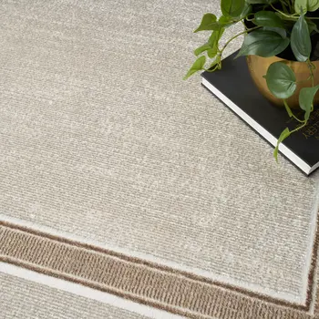 4' X 6' Gray Ivory and Cream Geometric Non Skid Area Rug