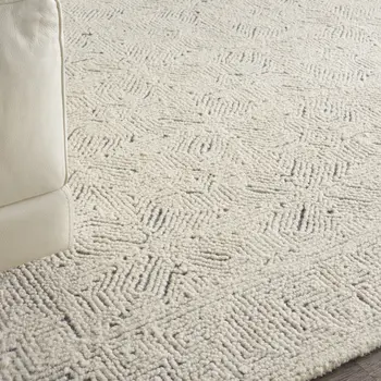 8' X 12' Navy Blue and Ivory Wool Abstract Area Rug