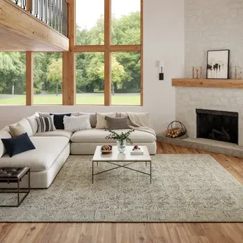 8' X 10' Navy Blue and Ivory Wool Abstract Area Rug