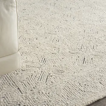 8' X 10' Navy Blue and Ivory Wool Abstract Area Rug