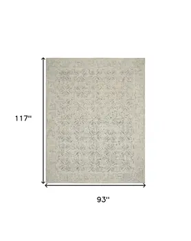 8' X 10' Navy Blue and Ivory Wool Abstract Area Rug