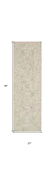 8' Navy Blue and Ivory Wool Abstract Runner Rug