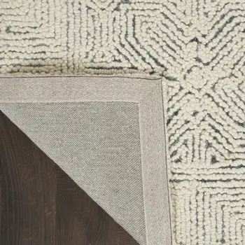 5' X 7' Navy Blue and Ivory Wool Abstract Area Rug