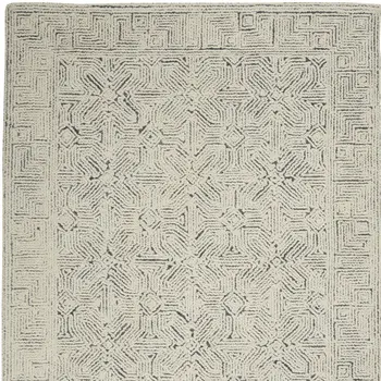 5' X 7' Navy Blue and Ivory Wool Abstract Area Rug