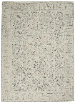 4' X 6' Navy Blue and Ivory Wool Abstract Area Rug