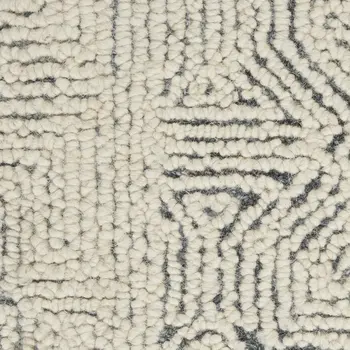 4' X 6' Navy Blue and Ivory Wool Abstract Area Rug