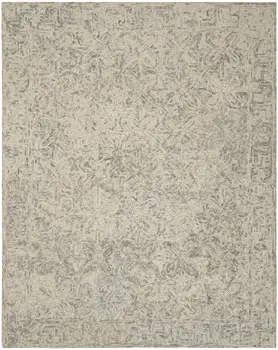 8' X 12' Beige and Gray Wool Abstract Geometric Area Rug