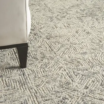 8' X 12' Beige and Gray Wool Abstract Geometric Area Rug