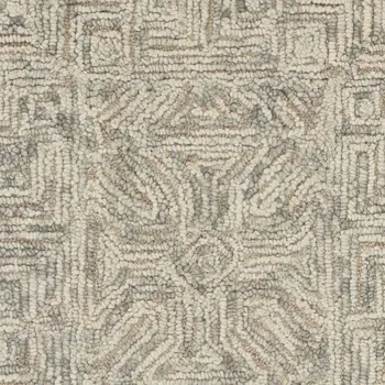8' Beige and Gray Wool Abstract Geometric Runner Rug