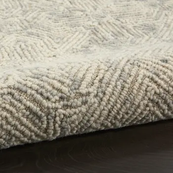 8' Beige and Gray Wool Abstract Geometric Runner Rug