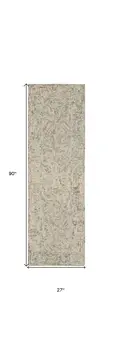 8' Beige and Gray Wool Abstract Geometric Runner Rug