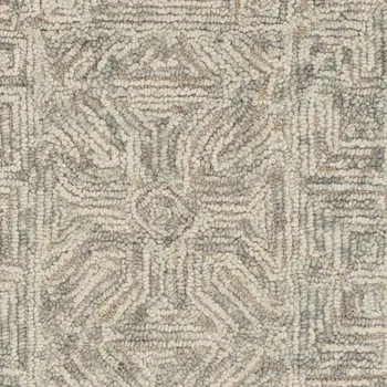 8' Beige and Gray Wool Abstract Geometric Runner Rug