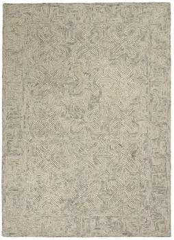 5' X 7' Beige and Gray Wool Abstract Geometric Area Rug