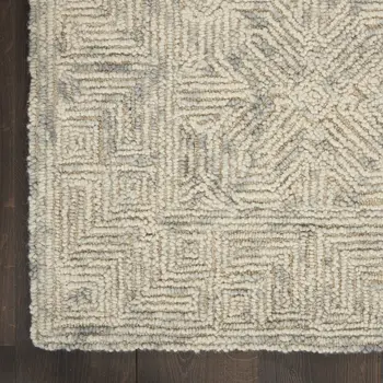5' X 7' Beige and Gray Wool Abstract Geometric Area Rug