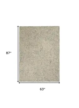 5' X 7' Beige and Gray Wool Abstract Geometric Area Rug