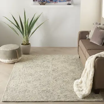 4' X 6' Beige and Gray Wool Abstract Geometric Area Rug