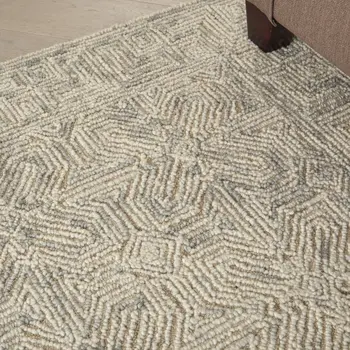 4' X 6' Beige and Gray Wool Abstract Geometric Area Rug