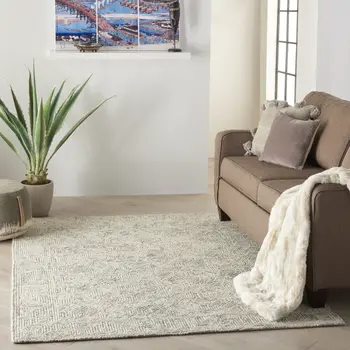 4' X 6' Beige and Gray Wool Abstract Geometric Area Rug