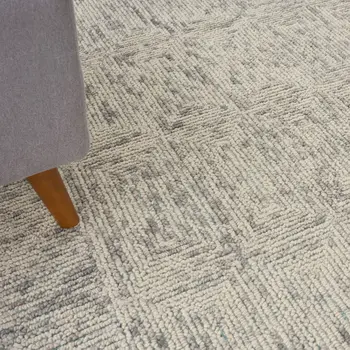8' X 12' Ivory and Gray Wool Geometric Area Rug