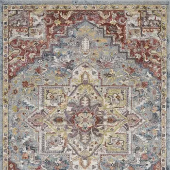 8' X 12' Ivory and Gray Wool Geometric Area Rug