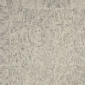 8' X 12' Ivory and Gray Wool Geometric Area Rug