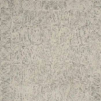 8' X 10' Ivory and Gray Wool Geometric Area Rug