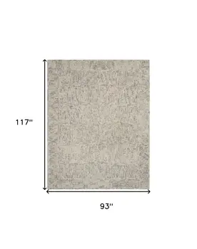 8' X 10' Ivory and Gray Wool Geometric Area Rug