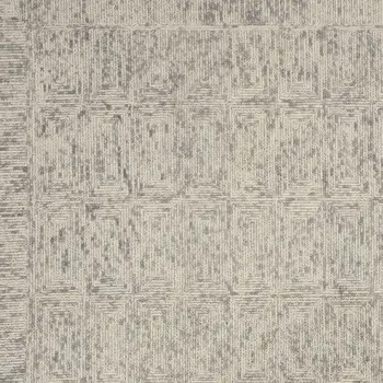 8' X 10' Ivory and Gray Wool Geometric Area Rug