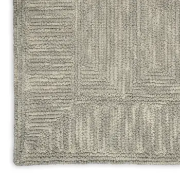8' X 10' Gray and Ivory Wool Geometric Area Rug