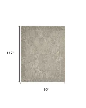 8' X 10' Gray and Ivory Wool Geometric Area Rug