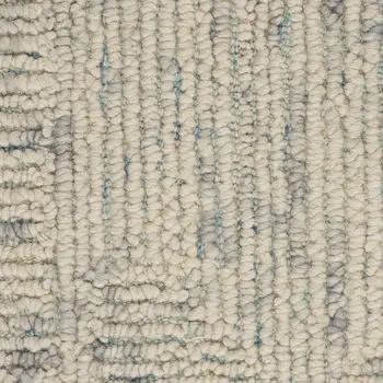 8' Ivory and Gray Wool Geometric Runner Rug