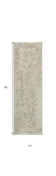 8' Ivory and Gray Wool Geometric Runner Rug