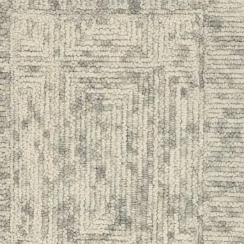 8' Ivory and Gray Wool Geometric Runner Rug