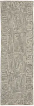 8' Gray Wool Geometric Runner Rug