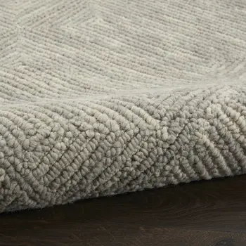 8' Gray Wool Geometric Runner Rug