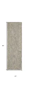 8' Gray Wool Geometric Runner Rug