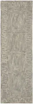 8' Gray Wool Geometric Runner Rug