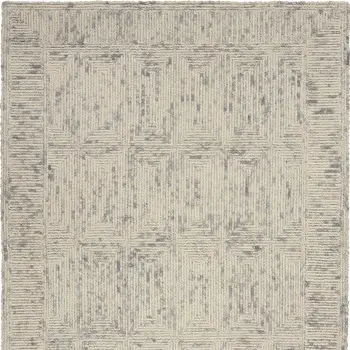 5' X 7' Ivory and Gray Wool Geometric Area Rug