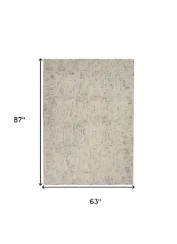 5' X 7' Ivory and Gray Wool Geometric Area Rug