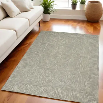 5' X 7' Gray Wool Geometric Area Rug
