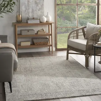 5' X 7' Gray Wool Geometric Area Rug
