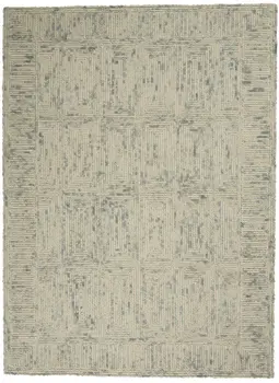 4' X 6' Ivory and Gray Wool Geometric Area Rug